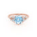 ALYA - Round Aqua Spinel Starburst Cluster Shoulder Set Engagement Ring 18k Rose Gold