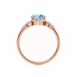 ALYA - Chatham® Round Aqua Spinel Starburst Cluster Shoulder Set Engagement Ring 18k Rose Gold