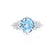 ALYA - Round Aqua Spinel Starburst Cluster Shoulder Set Engagement Ring 18k White Gold