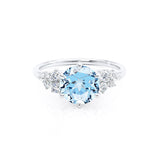 ALYA - Chatham® Round Aqua Spinel Starburst Cluster Shoulder Set Engagement Ring 950 Platinum