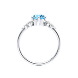 ALYA - Chatham® Round Aqua Spinel Starburst Cluster Shoulder Set Engagement Ring 18k White Gold