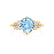 ALYA - Round Aqua Spinel Starburst Cluster Shoulder Set Engagement Ring 18k Yellow Gold