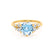 ALYA - Round Aqua Spinel Starburst Cluster Shoulder Set Engagement Ring 18k Yellow Gold