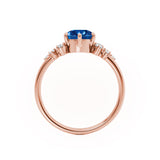 ALYA - Chatham® Round Blue Sapphire Starburst Cluster Shoulder Set Engagement Ring 18k Rose Gold