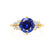 ALYA - Round Blue Sapphire Starburst Cluster Shoulder Set Engagement Ring 18k Yellow Gold