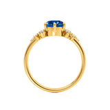 ALYA - Chatham® Round Blue Sapphire Starburst Cluster Shoulder Set Engagement Ring 18k Yellow Gold