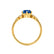 ALYA - Round Blue Sapphire Starburst Cluster Shoulder Set Engagement Ring 18k Yellow Gold