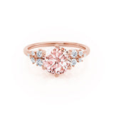 ALYA - Chatham® Round Champagne True Sapphire Starburst Cluster Shoulder Set Engagement Ring 18k Rose Gold