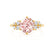 ALYA - Round Champagne True Sapphire Starburst Cluster Shoulder Set Engagement Ring 18k Yellow Gold