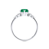 ALYA - Chatham® Round Emerald Starburst Cluster Shoulder Set Engagement Ring 18k White Gold