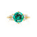 ALYA - Round Emerald Starburst Cluster Shoulder Set Engagement Ring 18k Yellow Gold