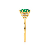 ALYA - Chatham® Round Emerald Starburst Cluster Shoulder Set Engagement Ring 18k Yellow Gold