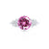 ALYA - Round Pink Sapphire Starburst Cluster Shoulder Set Engagement Ring 18k White Gold
