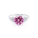 ALYA - Round Pink Sapphire Starburst Cluster Shoulder Set Engagement Ring 18k White Gold