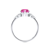 ALYA - Chatham® Round Pink Sapphire Starburst Cluster Shoulder Set Engagement Ring 18k White Gold