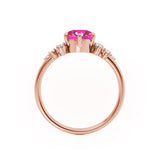 ALYA - Chatham® Round Pink Sapphire Starburst Cluster Shoulder Set Engagement Ring 18k Rose Gold