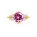 ALYA - Round Pink Sapphire Starburst Cluster Shoulder Set Engagement Ring 18k Yellow Gold