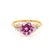ALYA - Round Pink Sapphire Starburst Cluster Shoulder Set Engagement Ring 18k Yellow Gold