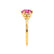ALYA - Round Pink Sapphire Starburst Cluster Shoulder Set Engagement Ring 18k Yellow Gold