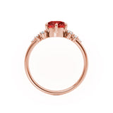 ALYA - Chatham® Round Ruby Starburst Cluster Shoulder Set Engagement Ring 18k Rose Gold