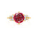 ALYA - Round Ruby Starburst Cluster Shoulder Set Engagement Ring 18k Yellow Gold