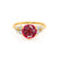 ALYA - Round Ruby Starburst Cluster Shoulder Set Engagement Ring 18k Yellow Gold