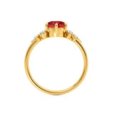 ALYA - Chatham® Round Ruby Starburst Cluster Shoulder Set Engagement Ring 18k Yellow Gold