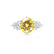ALYA - Round Yellow Sapphire Starburst Cluster Shoulder Set Engagement Ring 18k White Gold