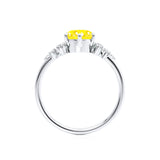 ALYA - Chatham® Round Yellow Sapphire Starburst Cluster Shoulder Set Engagement Ring 950 Platinum