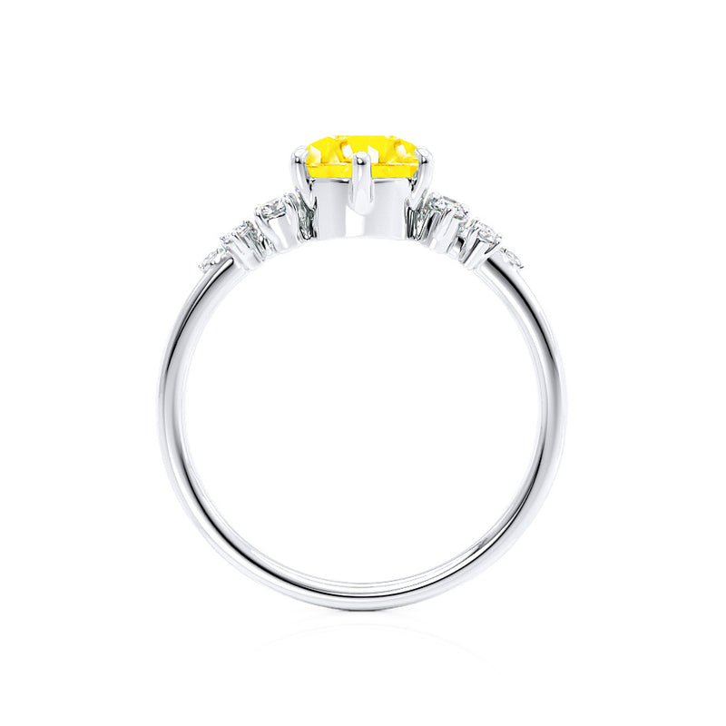 ALYA - Chatham® Round Yellow Sapphire Starburst Cluster Shoulder Set Engagement Ring 950 Platinum