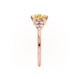 ALYA - Chatham® Round Yellow Sapphire Starburst Cluster Shoulder Set Engagement Ring 18k Rose Gold