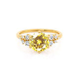 ALYA - Chatham® Round Yellow Sapphire Starburst Cluster Shoulder Set Engagement Ring 18k Yellow Gold