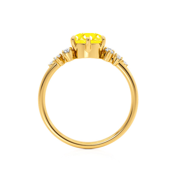 ALYA - Chatham® Round Yellow Sapphire Starburst Cluster Shoulder Set Engagement Ring 18k Yellow Gold