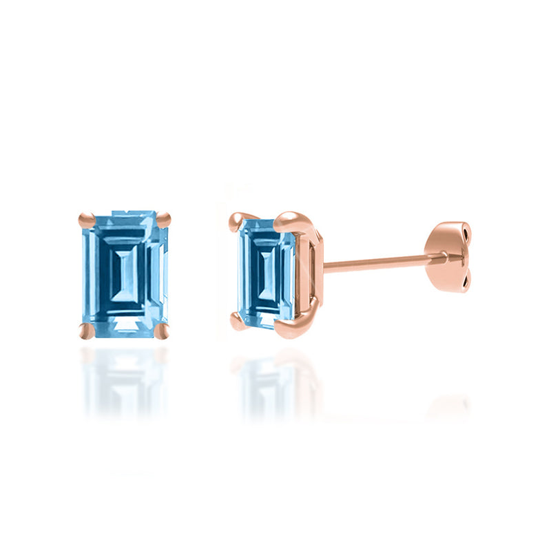 AVIANA - Emerald Aqua Spinel 18k Rose Gold Stud Earrings Earrings Lily Arkwright