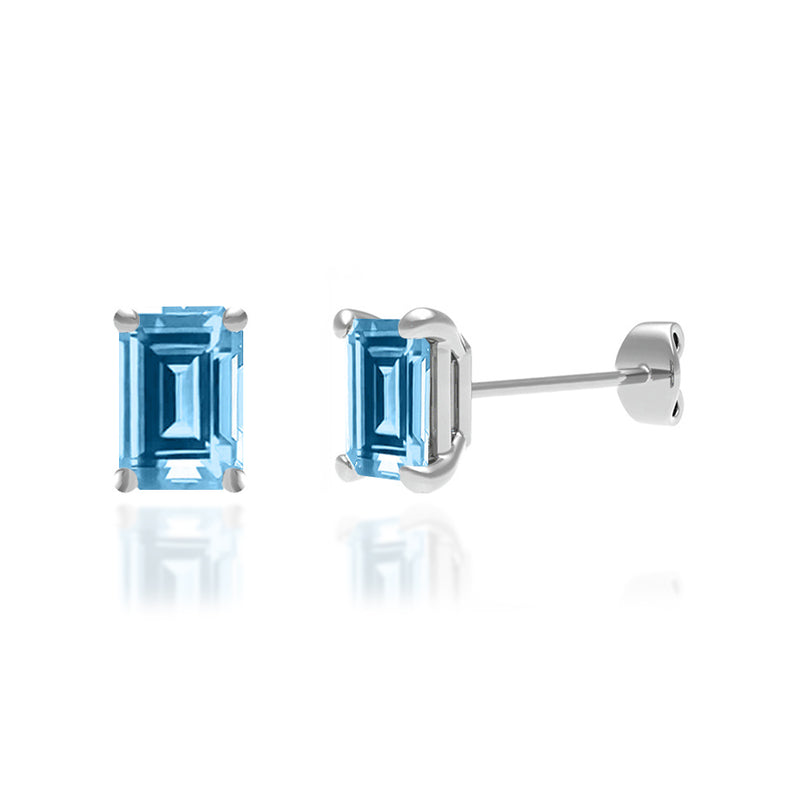 AVIANA - Emerald Aqua Spinel 950 Platinum Stud Earrings Earrings Lily Arkwright