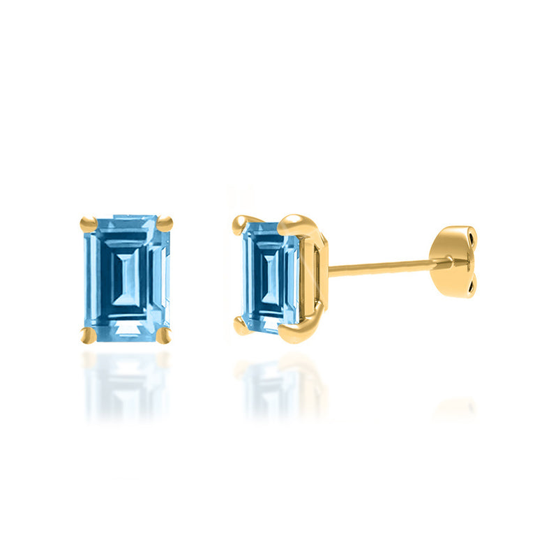 AVIANA - Emerald Aqua Spinel 18k Yellow Gold Stud Earrings Earrings Lily Arkwright