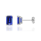 AVIANA - Emerald Blue Sapphire 18k White Gold Stud Earrings Earrings Lily Arkwright