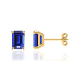 AVIANA - Emerald Blue Sapphire 18k Yellow Gold Stud Earrings Earrings Lily Arkwright
