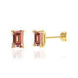 AVIANA - Emerald Champagne Sapphire 18k Yellow Gold Stud Earrings Earrings Lily Arkwright