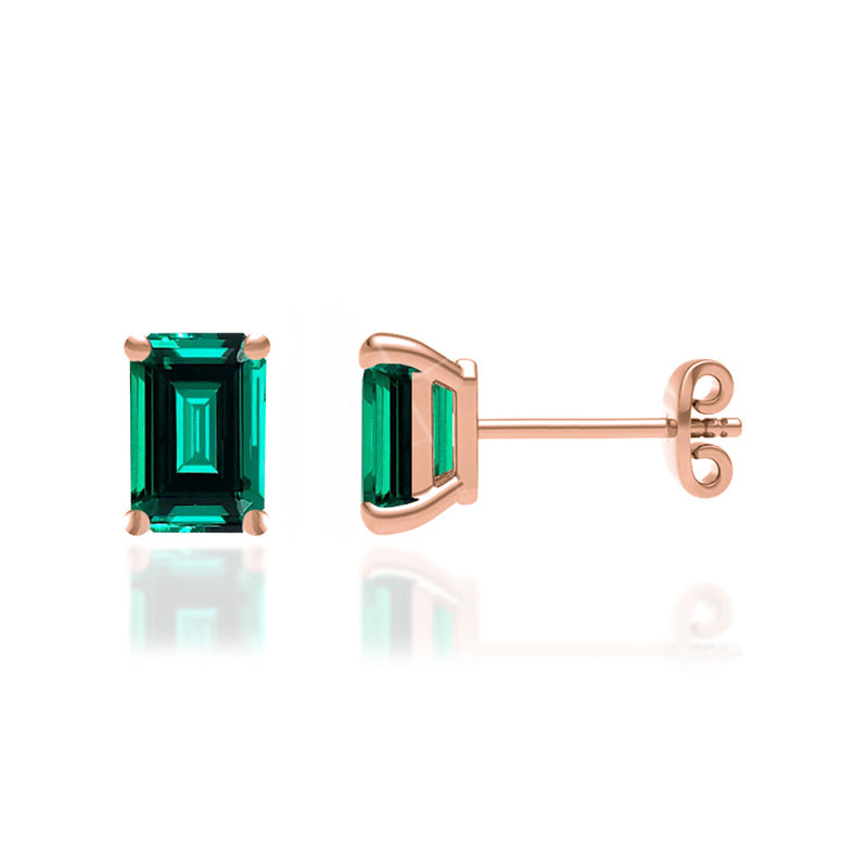AVIANA - Grown Emerald 18k Rose Gold Stud Earrings Earrings Lily Arkwright