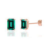 AVIANA - Grown Emerald 18k Rose Gold Stud Earrings Earrings Lily Arkwright