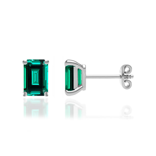 AVIANA - Grown Emerald 950 Platinum Stud Earrings Earrings Lily Arkwright