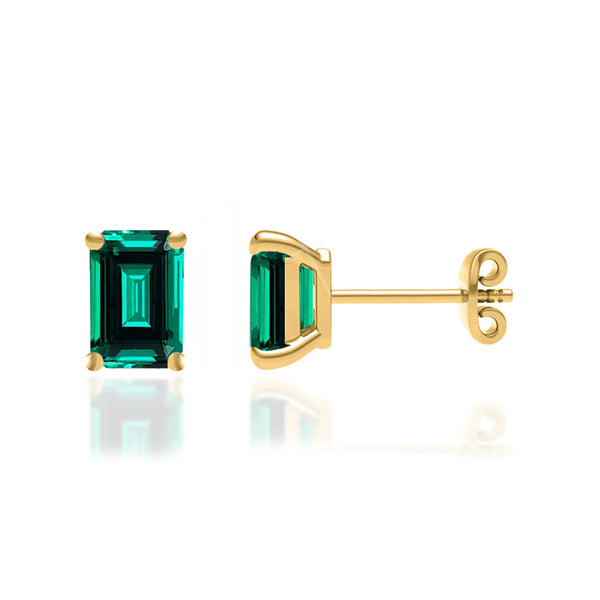 AVIANA - Grown Emerald 18k Yellow Gold Stud Earrings Earrings Lily Arkwright