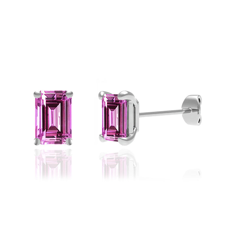 AVIANA - Emerald Pink Sapphire 950 Platinum Stud Earrings Earrings Lily Arkwright