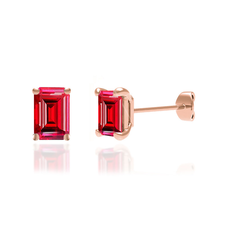 AVIANA - Emerald Ruby 18k Rose Gold Stud Earrings Earrings Lily Arkwright