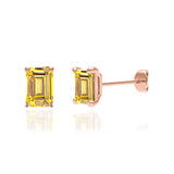 AVIANA - Emerald Yellow Sapphire 18k Rose Gold Stud Earrings Earrings Lily Arkwright