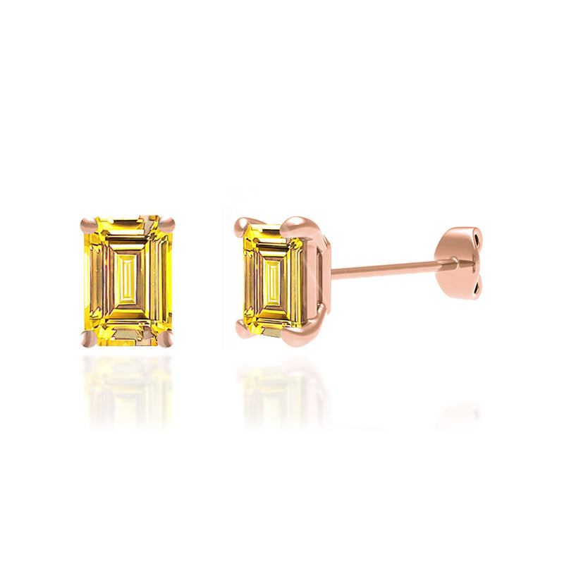 AVIANA - Emerald Yellow Sapphire 18k Rose Gold Stud Earrings Earrings Lily Arkwright