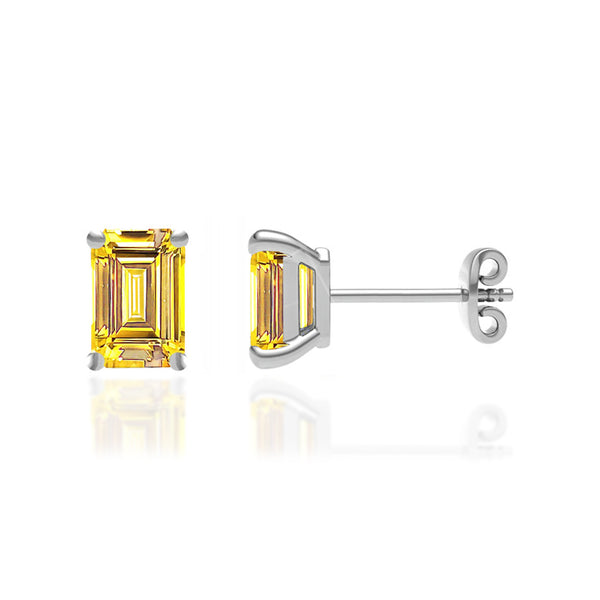 AVIANA - Emerald Yellow Sapphire 950 Platinum Stud Earrings Earrings Lily Arkwright