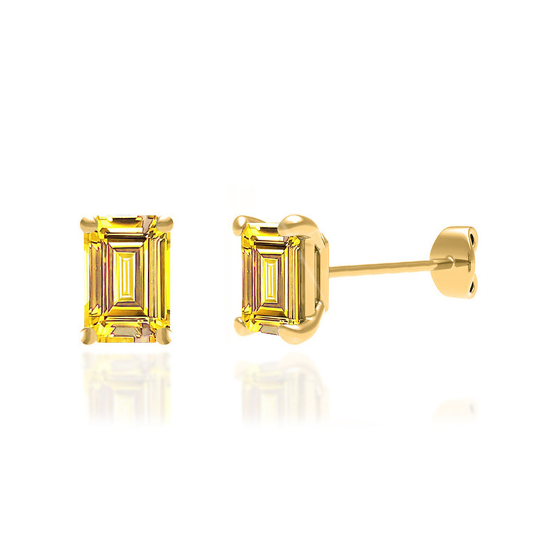 AVIANA Emerald Yellow Sapphire 18k Yellow Gold Stud Earrings