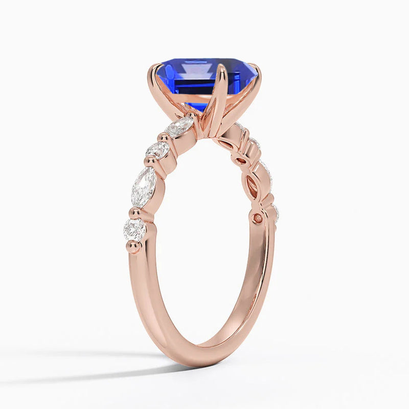 ALLURE - Chatham® Oval Blue Sapphire Solitaire Engagement Ring 18k Rose Gold